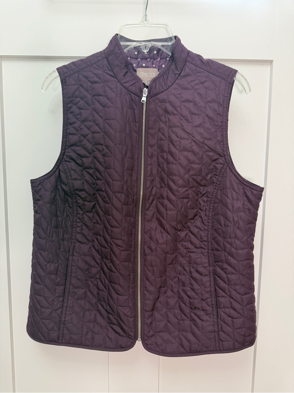 Chico's Quilted Sleeveless Vest in Plum